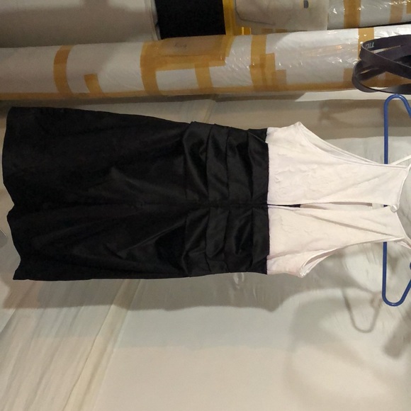 Black Satin and White Lace Cocktail Dress - Picture 7 of 10